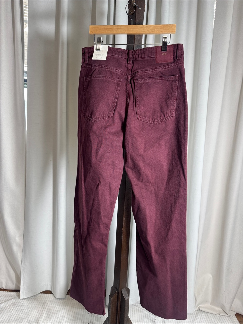 Zara Straight Fit Jeans High Rise Raw Hem Size 6 NWT - Picture 5 of 8